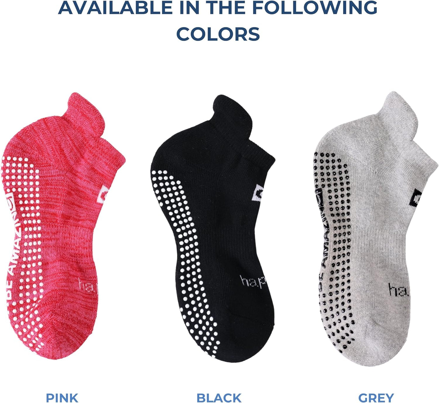 Non-Slip Socks Yoga Barre Pilates Hospital Maternity Sock W/Grips for Women Men 2-Pairs Black