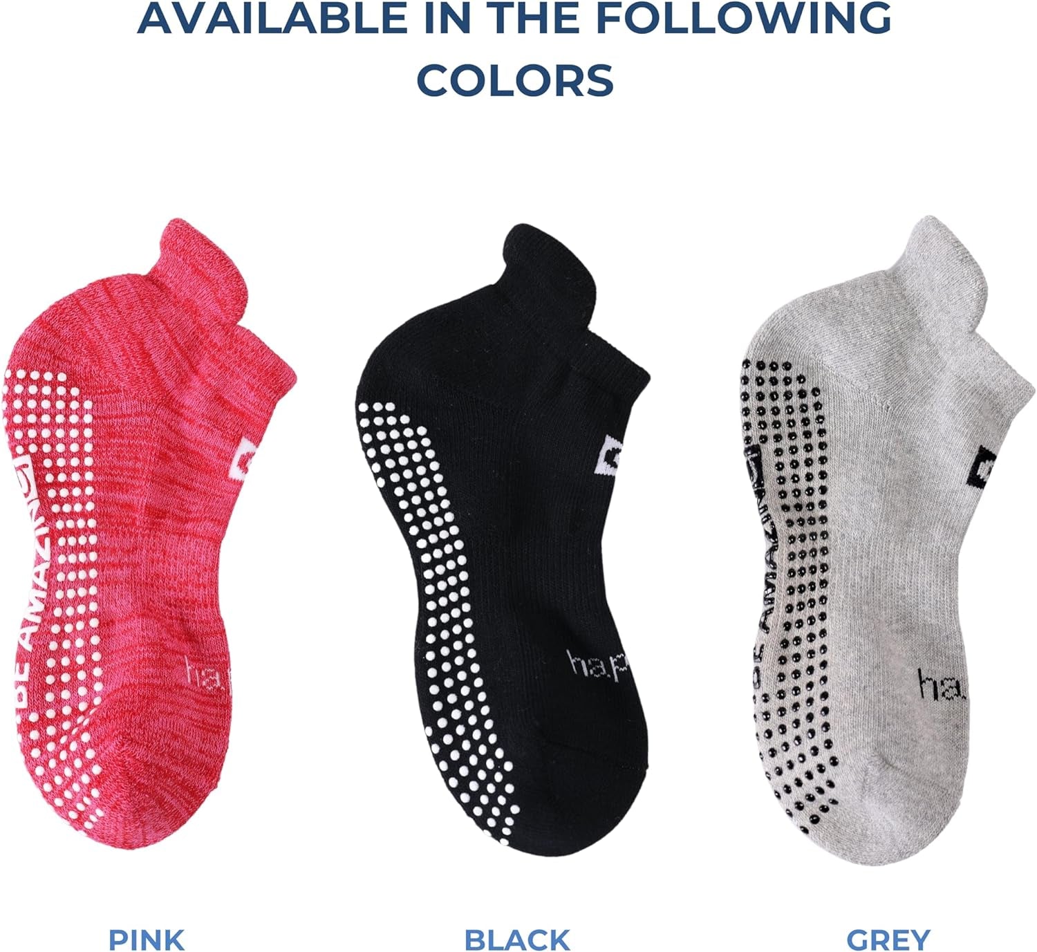 Non-Slip Socks Yoga Barre Pilates Hospital Maternity Sock W/Grips for Women Men 2-Pairs Black