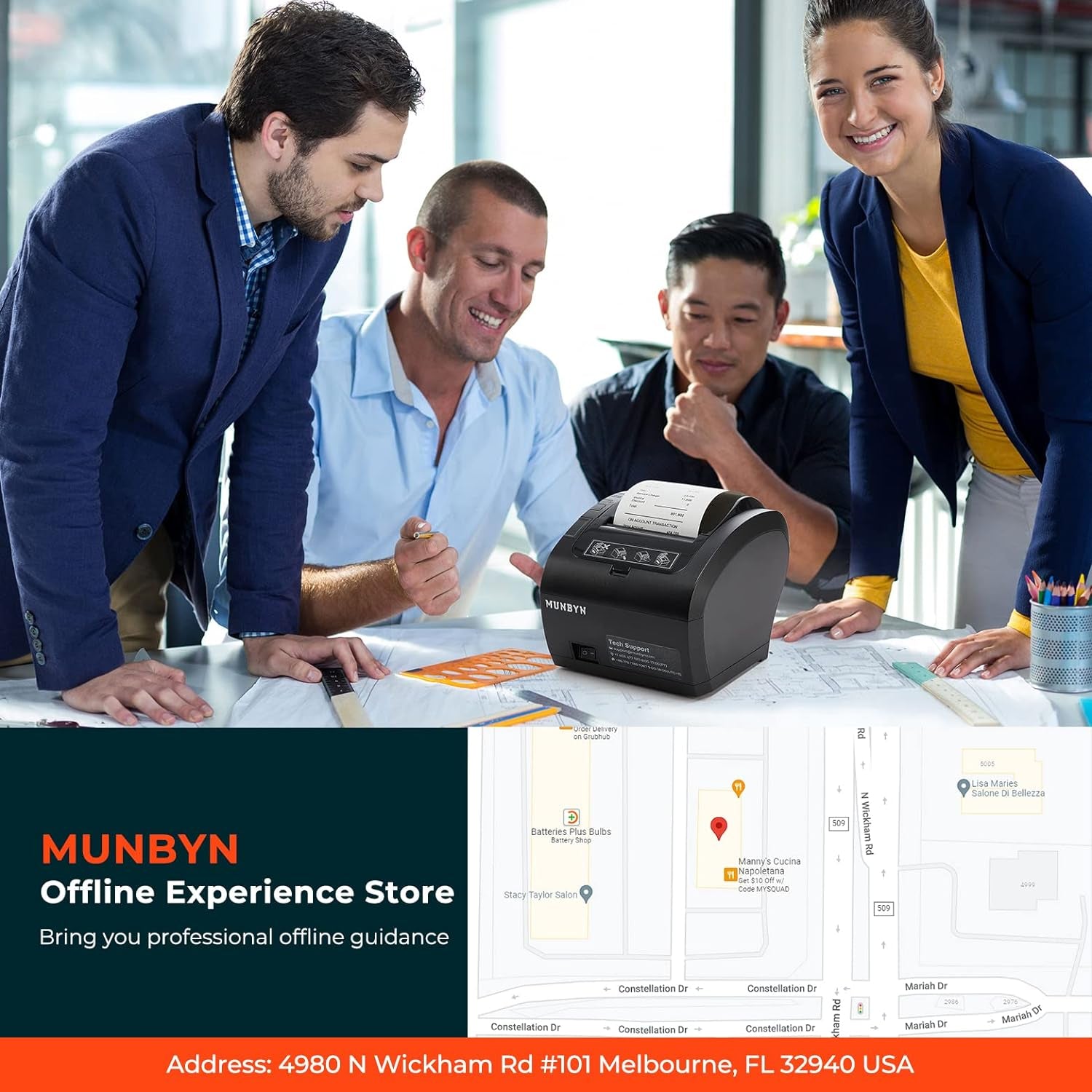 POS Printer, Receipt Printer USB Ethernet 80MM Thermal Printer P047, Impresora Térmica, Black Supermarket POS Kitchen Printer with Auto Cutter Support Cash Drawer ESC/POS Windows System