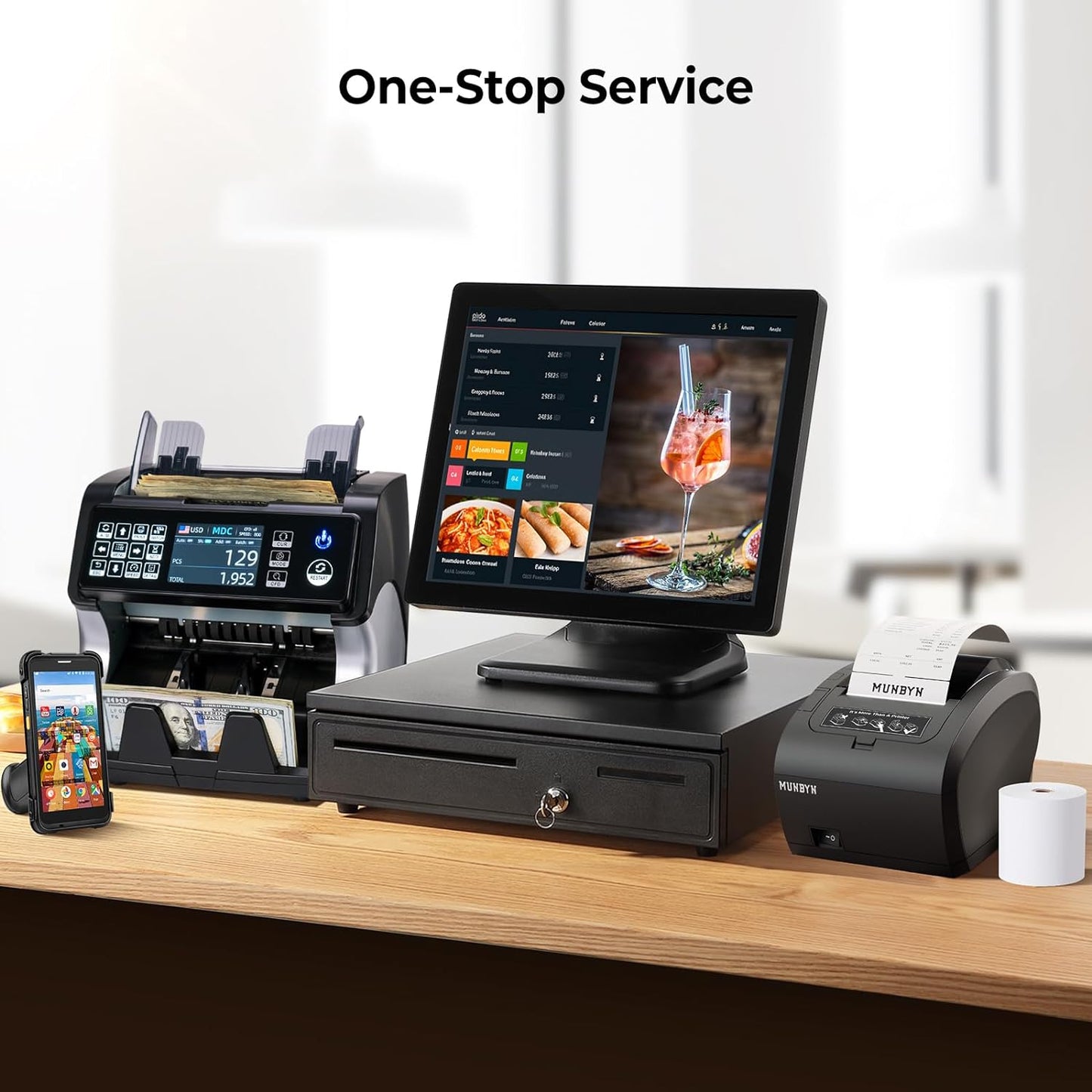 POS Printer, Receipt Printer USB Ethernet 80MM Thermal Printer P047, Impresora Térmica, Black Supermarket POS Kitchen Printer with Auto Cutter Support Cash Drawer ESC/POS Windows System