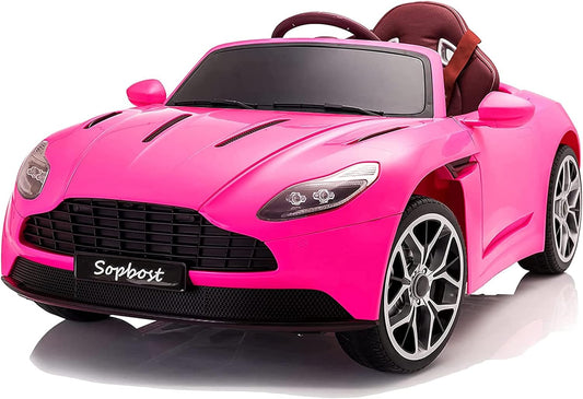 Kids 12V Ride on Car Electric Car for Kids Ride on Sport Car with Remote Control 2WD Power Driving Wheel Ride on Toy Car with Adjustable Seat, LED Glowing Wheels, Storage Box, Bluetooth, Pink