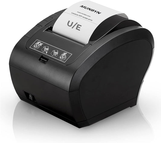 POS Printer, Receipt Printer USB Ethernet 80MM Thermal Printer P047, Impresora Térmica, Black Supermarket POS Kitchen Printer with Auto Cutter Support Cash Drawer ESC/POS Windows System