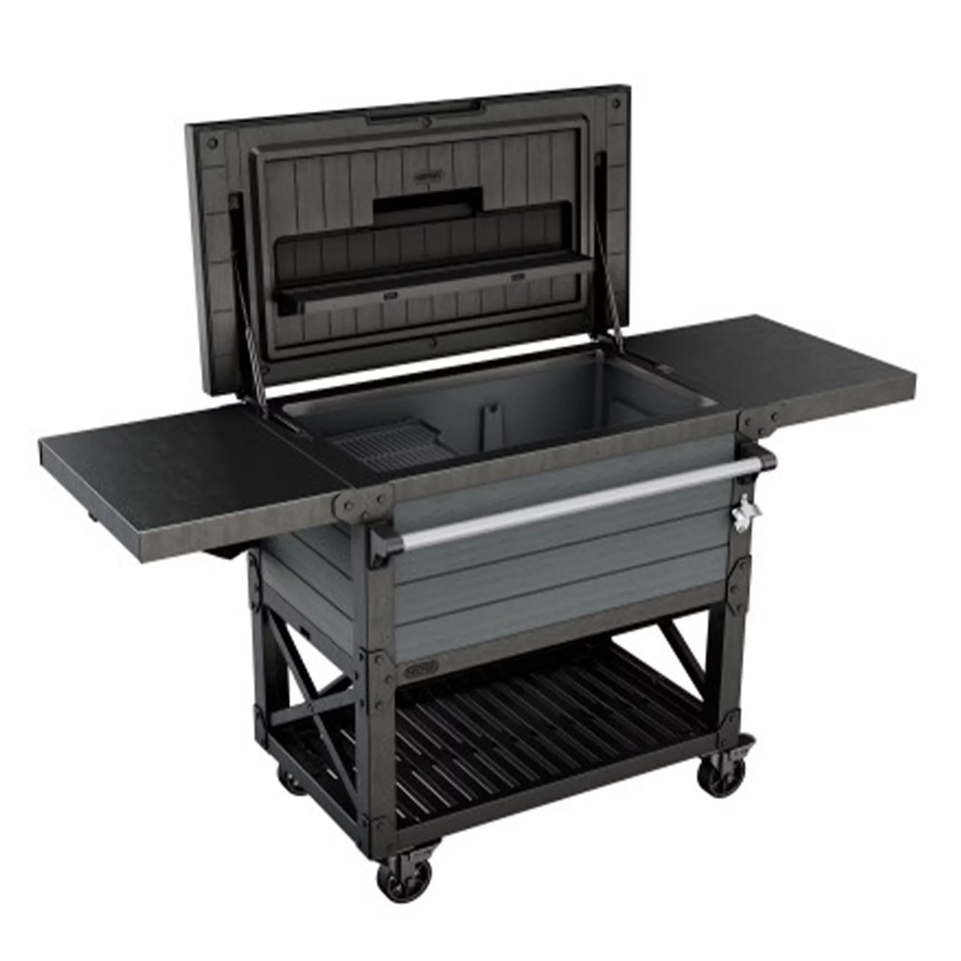 Outdoor Patio Cooler Ice Chest Insulated Beverage Bar Cart, Gray