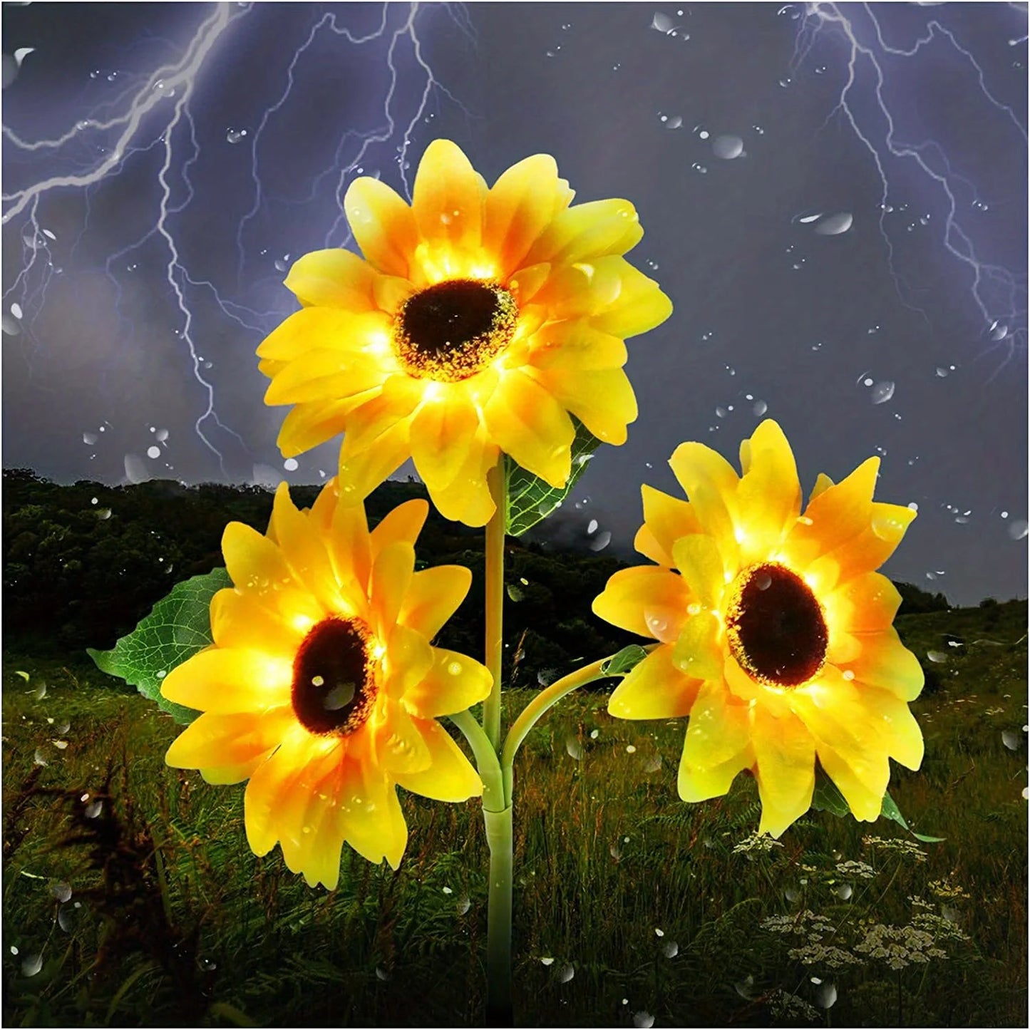 1Pc Solar Sunflower Lights Garden Stake Outdoor Waterproof Decorative Solar Powered Patio Garden Yard Lawn LED Landscape Lights
