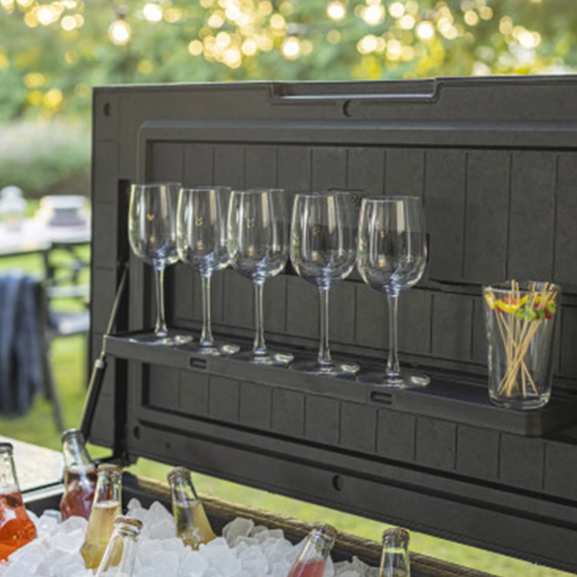 Outdoor Patio Cooler Ice Chest Insulated Beverage Bar Cart, Gray