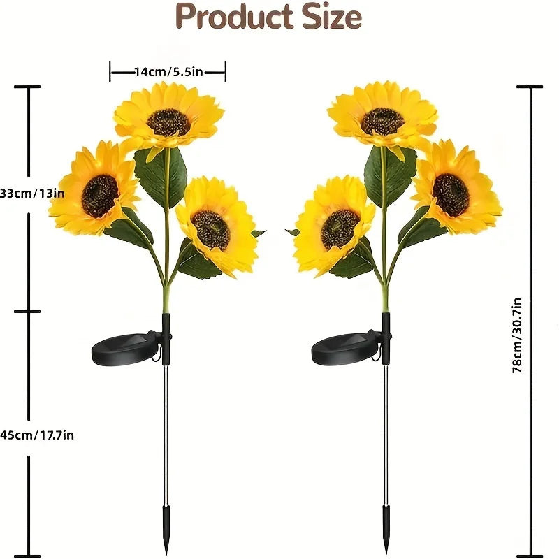 1Pc Solar Sunflower Lights Garden Stake Outdoor Waterproof Decorative Solar Powered Patio Garden Yard Lawn LED Landscape Lights